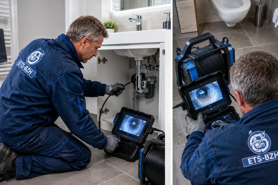 Inspection vidéo d'une canalisation par caméra endoscopique ETS-BZH